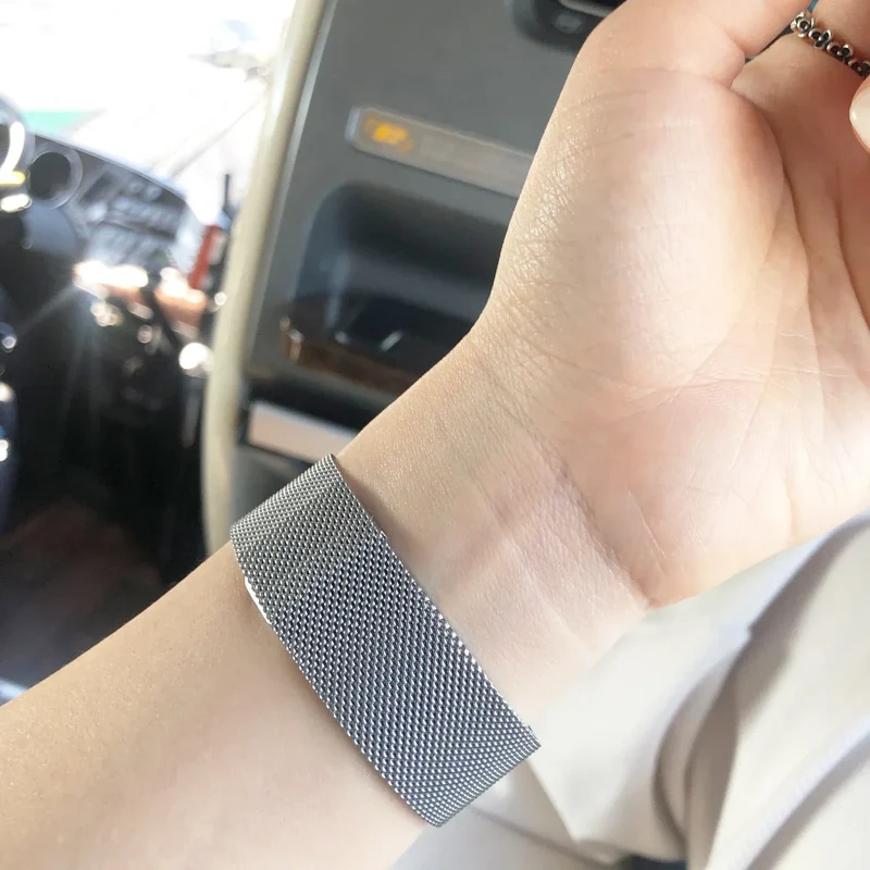 Milanese Mesh Horlogeband Magnetisch Roestvrij Staal Smartwatch Verstelbaar Ademend Polsband Universeel | Sansoti