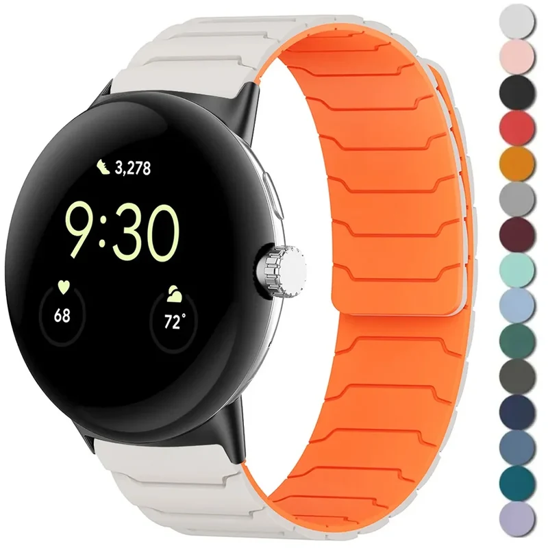 Siliconen Smartwatch Bandje Magnetische Sluiting 41mm 45mm Verstelbaar Sportarmband Polsband Horlogeband | Sansoti