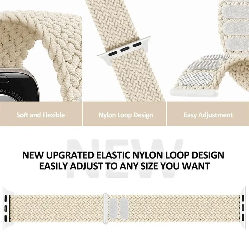 Nylon Horlogebandje met Klittenband Sluiting Ademend Verstelbaar Sportbandje voor Smartwatch Polsband | Sansoti