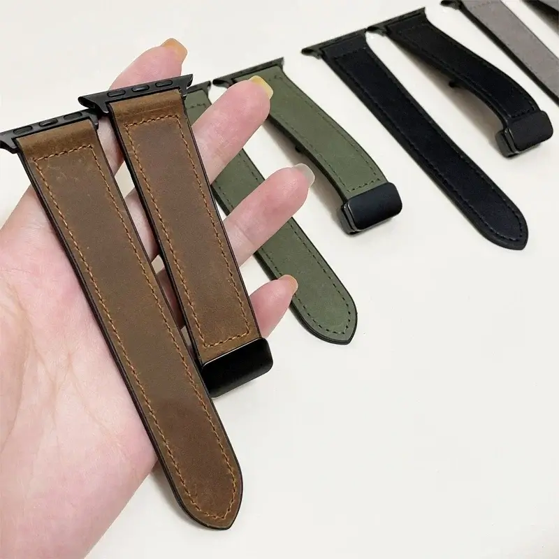 Magnetische Leren Smartwatch Band Echt Leder Verstelbare Polsband Waterbestendig Sportief Elegant Stijlvol | Sansoti
