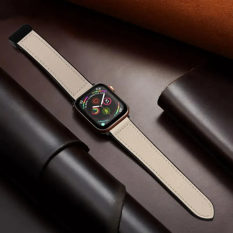 Magnetische Leren Smartwatch Band Echt Leder Verstelbare Polsband Waterbestendig Sportief Elegant Stijlvol | Sansoti