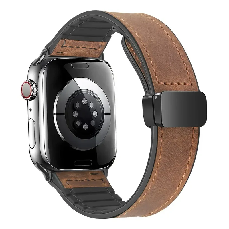 Magnetische Leren Smartwatch Band Echt Leder Verstelbare Polsband Waterbestendig Sportief Elegant Stijlvol | Sansoti