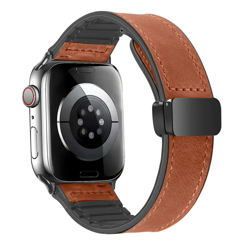 Magnetische Leren Smartwatch Band Echt Leder Verstelbare Polsband Waterbestendig Sportief Elegant Stijlvol | Sansoti
