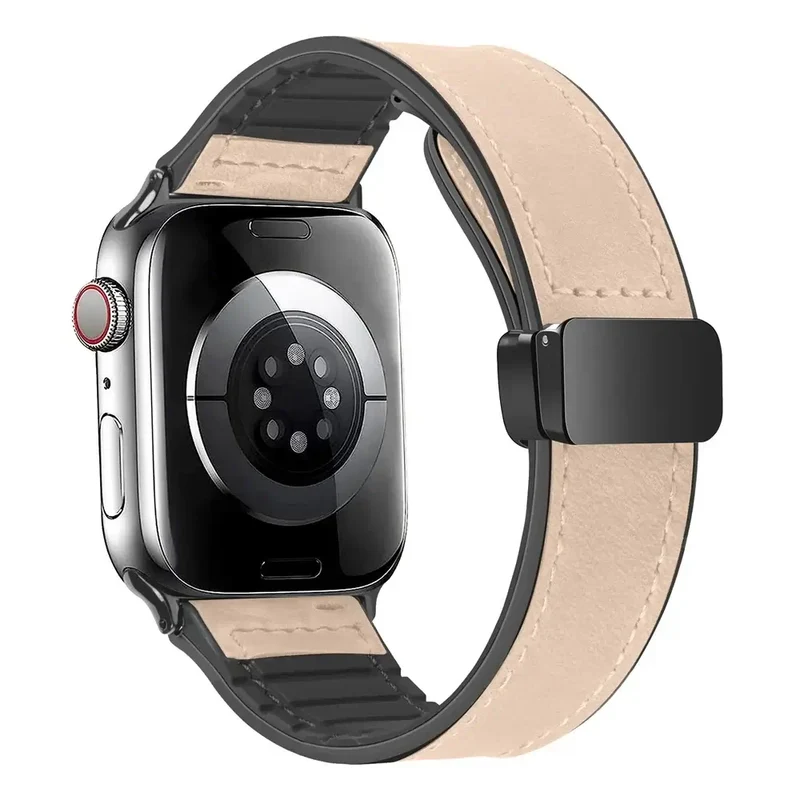Magnetische Leren Smartwatch Band Echt Leder Verstelbare Polsband Waterbestendig Sportief Elegant Stijlvol | Sansoti