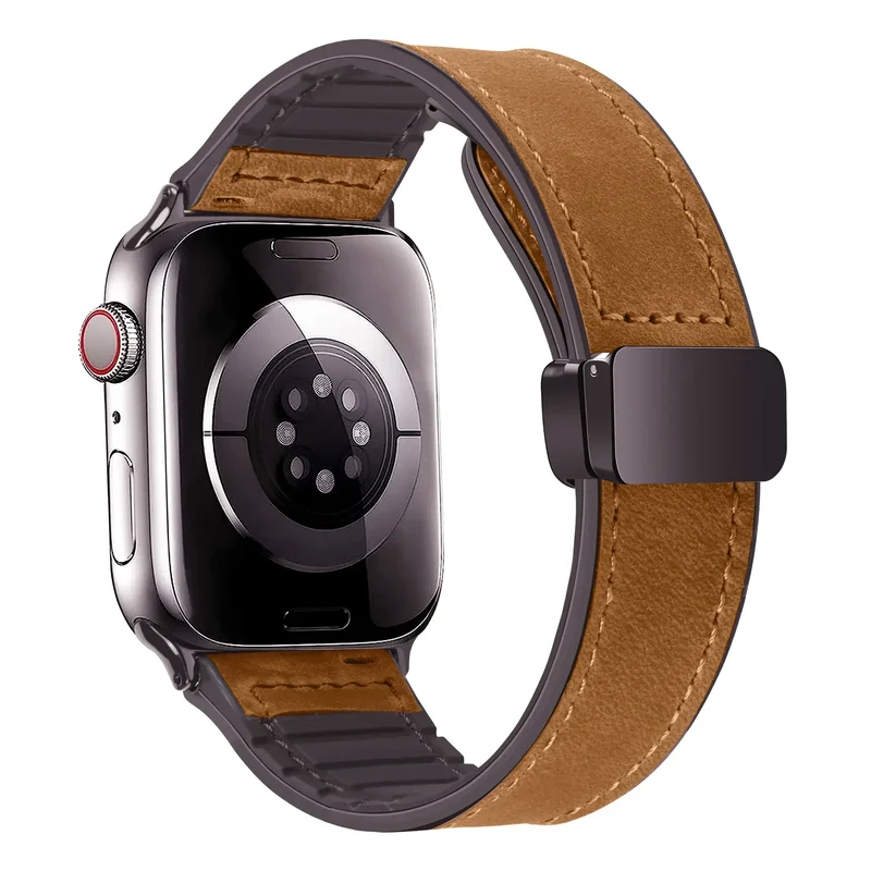 Magnetische Leren Smartwatch Band Echt Leder Verstelbare Polsband Waterbestendig Sportief Elegant Stijlvol | Sansoti