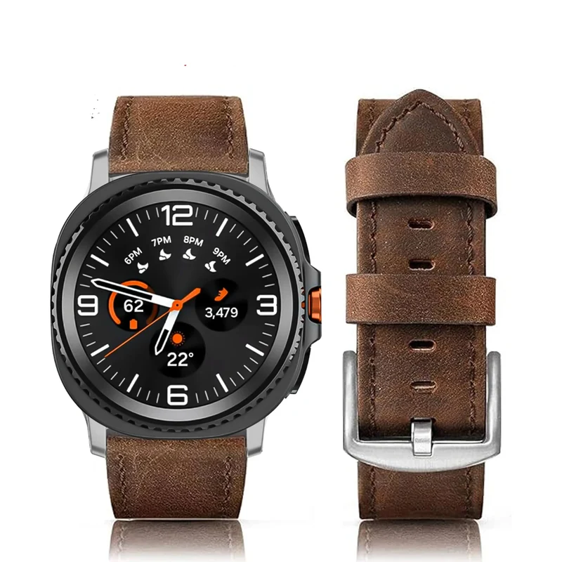 Leren Smartwatch Bandje Bruin met Metalen Gesp Verstelbaar Ademend Polsbandje voor Dagelijks Gebruik | Sansoti