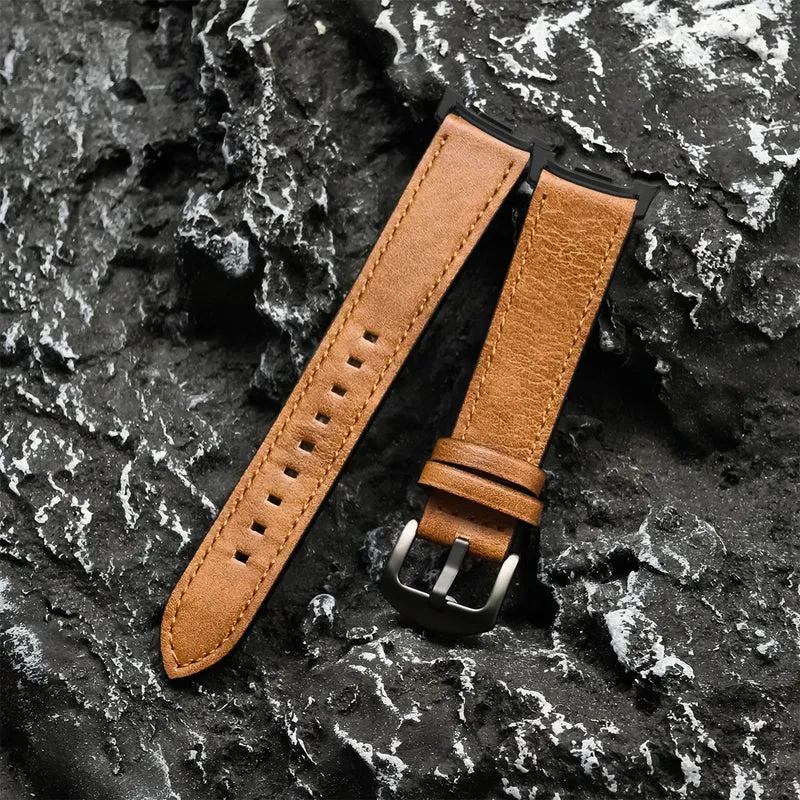 Leren Smartwatch Bandje Bruin met Metalen Gesp Verstelbaar Ademend Polsbandje voor Dagelijks Gebruik | Sansoti