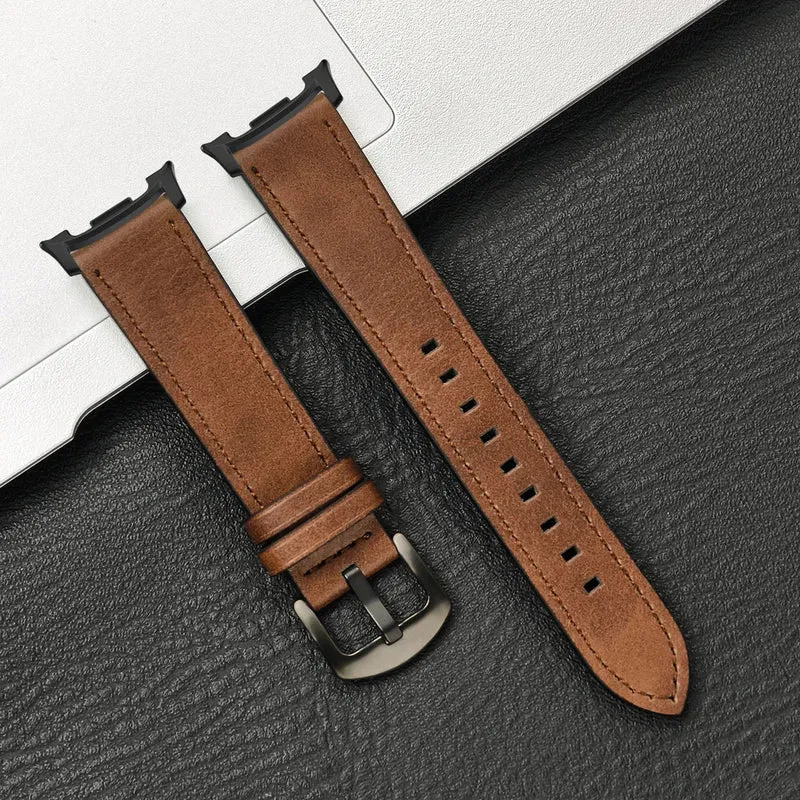 Leren Smartwatch Bandje Bruin met Metalen Gesp Verstelbaar Ademend Polsbandje voor Dagelijks Gebruik | Sansoti