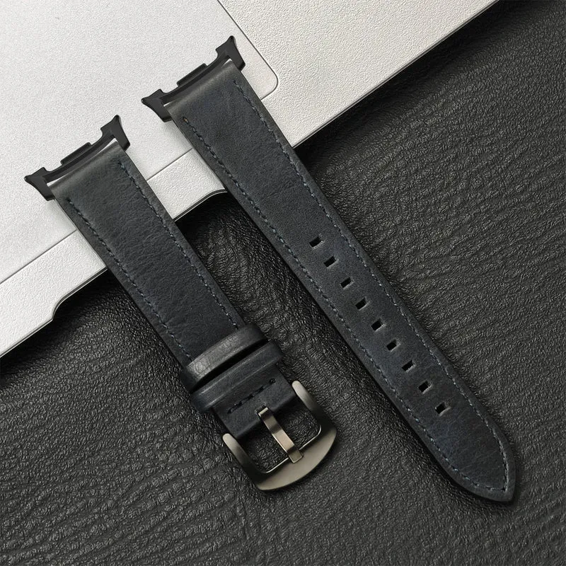 Leren Smartwatch Bandje Bruin met Metalen Gesp Verstelbaar Ademend Polsbandje voor Dagelijks Gebruik | Sansoti