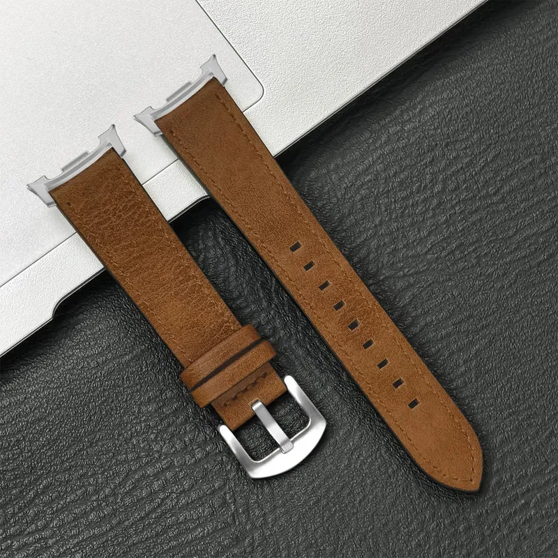 Leren Smartwatch Bandje Bruin met Metalen Gesp Verstelbaar Ademend Polsbandje voor Dagelijks Gebruik | Sansoti