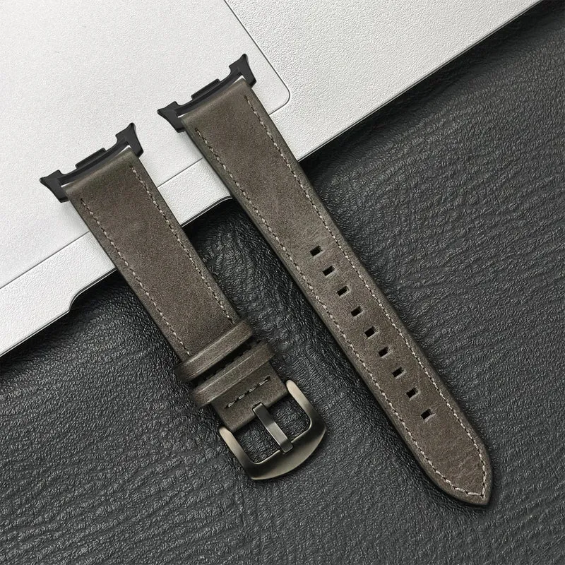 Leren Smartwatch Bandje Bruin met Metalen Gesp Verstelbaar Ademend Polsbandje voor Dagelijks Gebruik | Sansoti