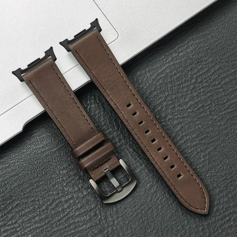 Leren Smartwatch Bandje Bruin met Metalen Gesp Verstelbaar Ademend Polsbandje voor Dagelijks Gebruik | Sansoti