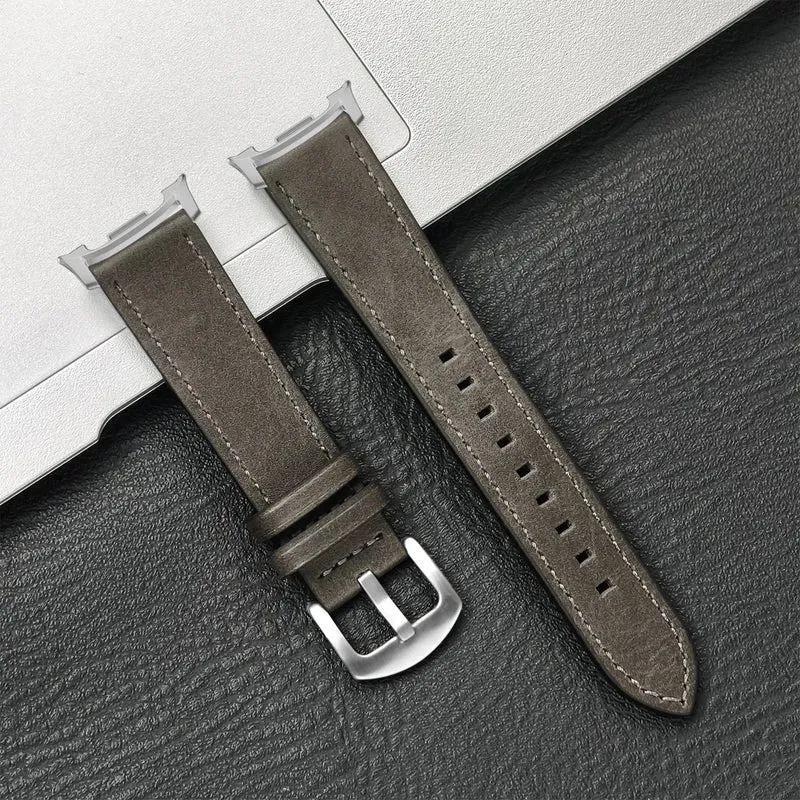 Leren Smartwatch Bandje Bruin met Metalen Gesp Verstelbaar Ademend Polsbandje voor Dagelijks Gebruik | Sansoti