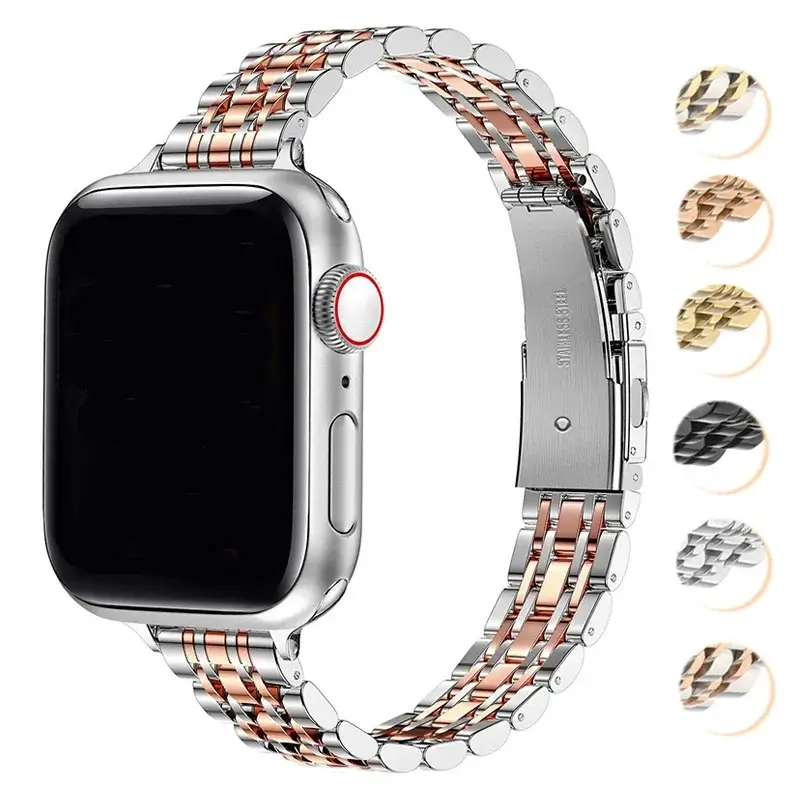 Roestvrijstalen Smartwatch Armband 38-49mm Metalen Polsband Elegante Schakelband Verstelbaar Horloge | Sansoti