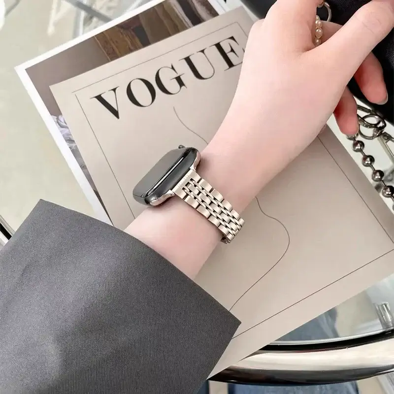 Roestvrijstalen Smartwatch Armband 38-49mm Metalen Polsband Elegante Schakelband Verstelbaar Horloge | Sansoti