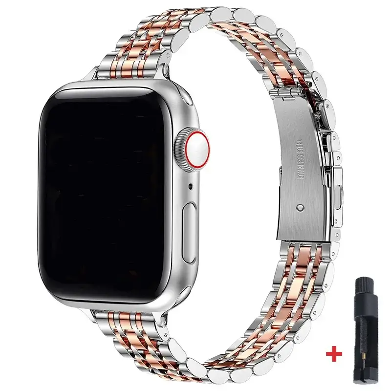 Roestvrijstalen Smartwatch Armband 38-49mm Metalen Polsband Elegante Schakelband Verstelbaar Horloge | Sansoti