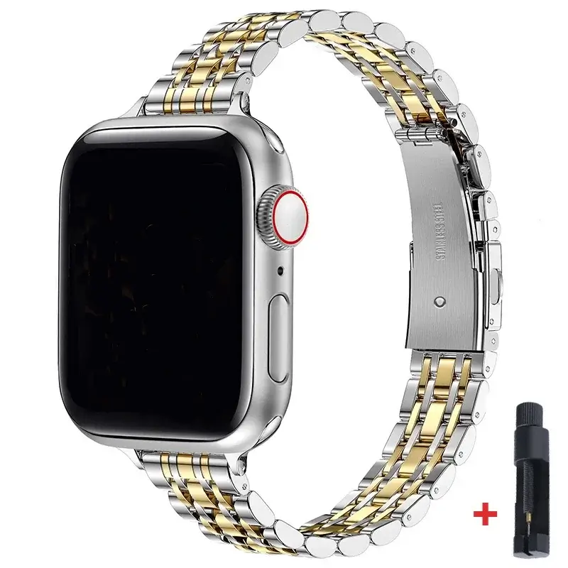 Roestvrijstalen Smartwatch Armband 38-49mm Metalen Polsband Elegante Schakelband Verstelbaar Horloge | Sansoti