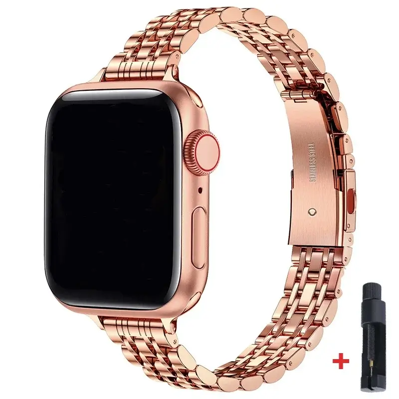 Roestvrijstalen Smartwatch Armband 38-49mm Metalen Polsband Elegante Schakelband Verstelbaar Horloge | Sansoti