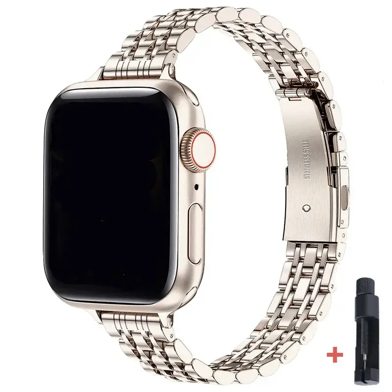 Roestvrijstalen Smartwatch Armband 38-49mm Metalen Polsband Elegante Schakelband Verstelbaar Horloge | Sansoti