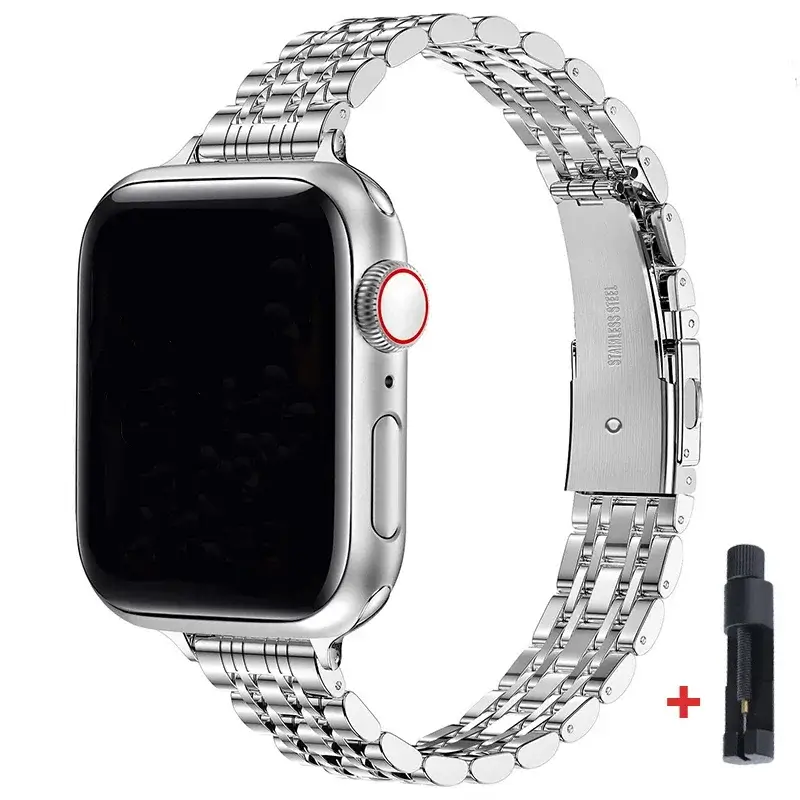 Roestvrijstalen Smartwatch Armband 38-49mm Metalen Polsband Elegante Schakelband Verstelbaar Horloge | Sansoti
