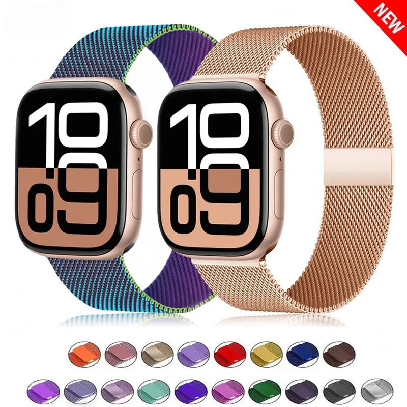 Milanese Mesh Horlogeband Roestvrij Staal Verstelbaar Magnetisch Slot Smartwatch 38-49mm Polsband Accessoire | Sansoti