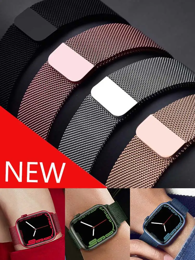 Milanese Mesh Horlogeband Roestvrij Staal Verstelbaar Magnetisch Slot Smartwatch 38-49mm Polsband Accessoire | Sansoti