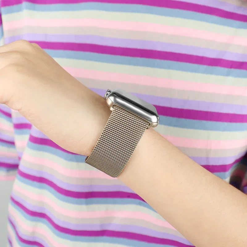 Milanese Mesh Horlogeband Roestvrij Staal Verstelbaar Magnetisch Slot Smartwatch 38-49mm Polsband Accessoire | Sansoti