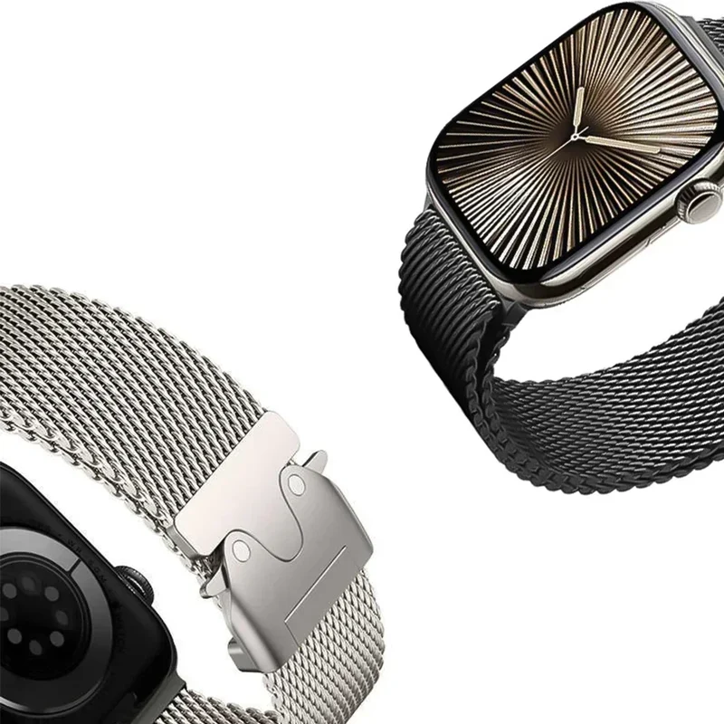 Titanium Milanese Horlogeband voor Smartwatch Zwart Grijs Verstelbaar 38-49mm Unisex Stijlvol Comfortabel | Sansoti