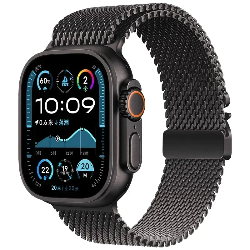 Titanium Milanese Horlogeband voor Smartwatch Zwart Grijs Verstelbaar 38-49mm Unisex Stijlvol Comfortabel | Sansoti