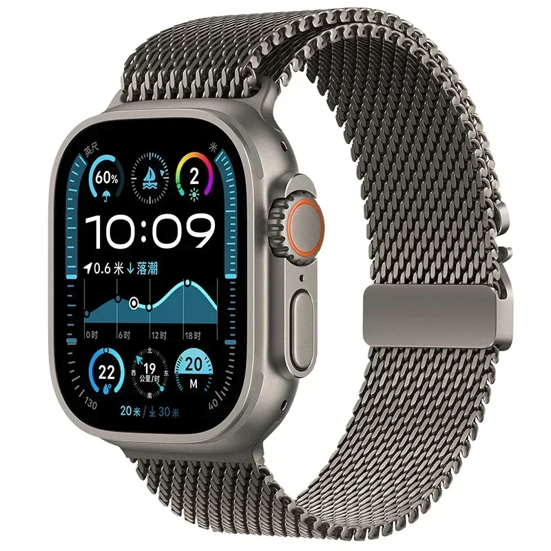 Titanium Milanese Horlogeband voor Smartwatch Zwart Grijs Verstelbaar 38-49mm Unisex Stijlvol Comfortabel | Sansoti