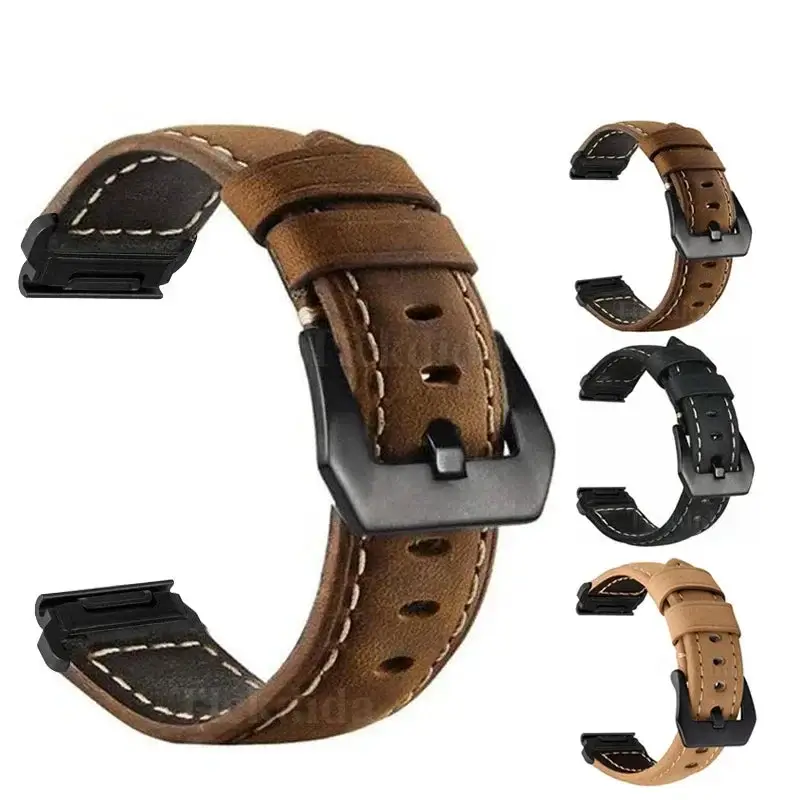 Lederen Smartwatch Bandje 22mm 26mm Verwisselbaar Polsband Snelsluiting Bruin Zwart voor Sporthorloge | Sansoti