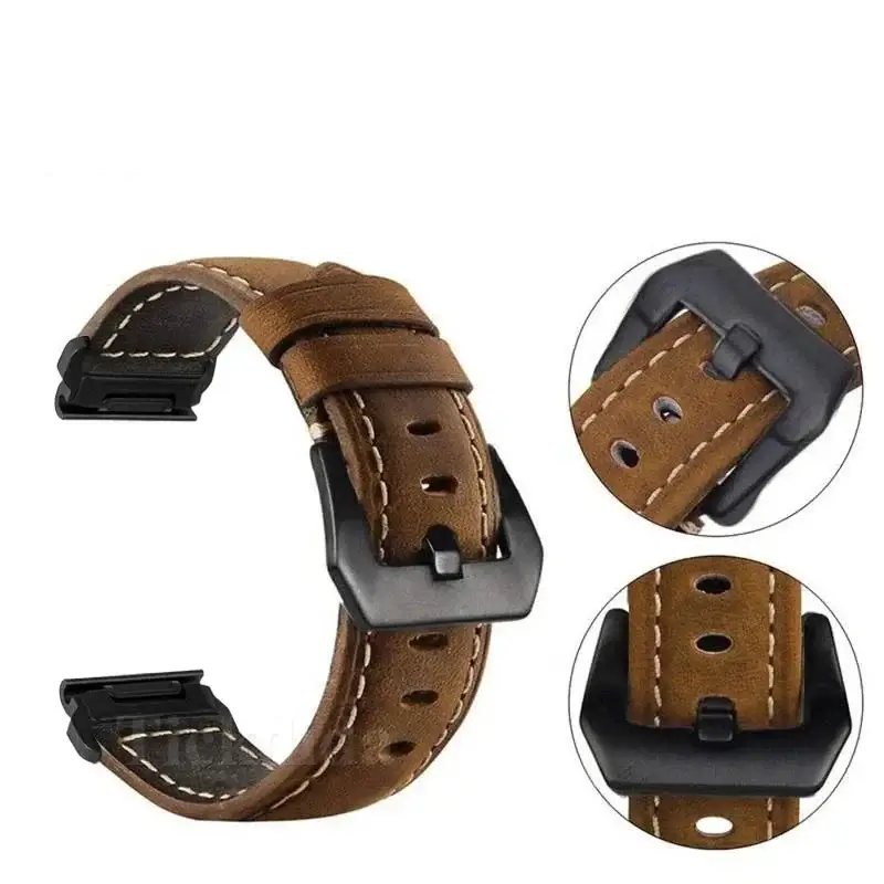 Lederen Smartwatch Bandje 22mm 26mm Verwisselbaar Polsband Snelsluiting Bruin Zwart voor Sporthorloge | Sansoti