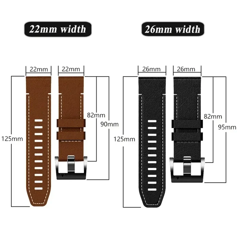 Smartwatch Bandje Leer-Siliconen Mix 22mm 26mm Waterdicht QuickFit Horlogeband Sport Dagelijks Gebruik Polsband | Sansoti