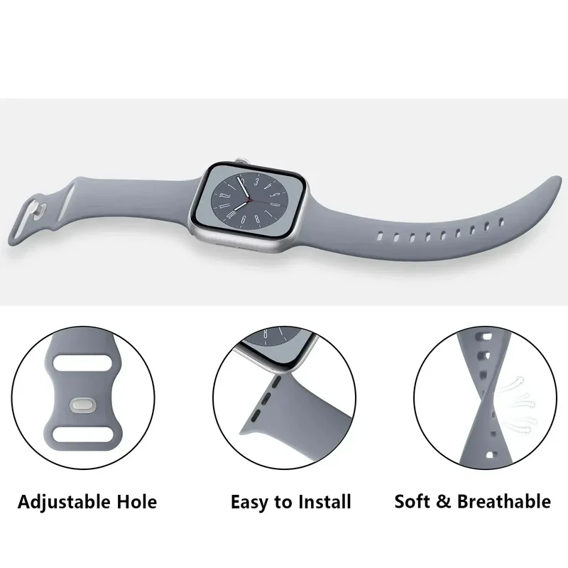 Siliconen Smartwatch Bandje – Ademend Flexibel Horlogeband Verstelbaar Comfortabel – Voor Alle Pols Maten | Sansoti