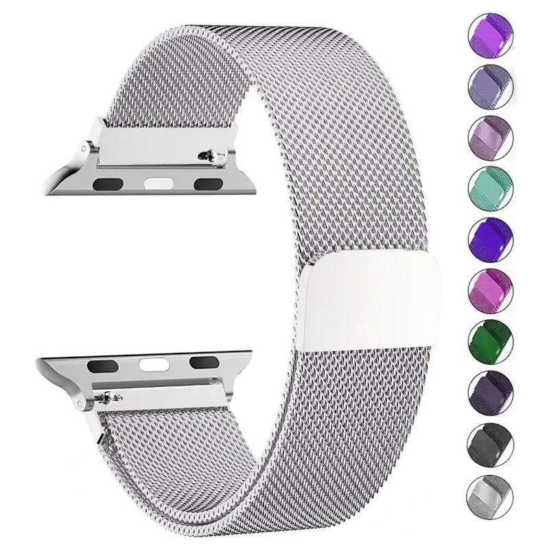 Magnetische Horlogeband Roestvrij Staal Mesh Verstelbaar Polsbandje Smartwatch Accessoire 38-49mm Universeel | Sansoti