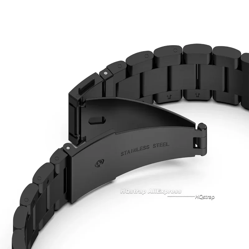 Smartwatch Armband Roestvrij Staal Verstelbaar 20-26mm Metalen Polsband Zilver Zwart Elegante Bandje | Sansoti