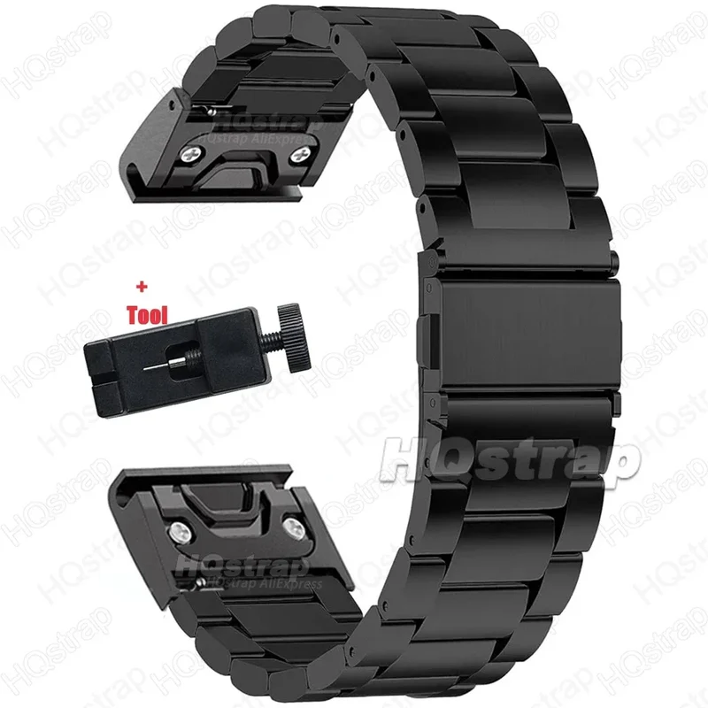 Smartwatch Armband Roestvrij Staal Verstelbaar 20-26mm Metalen Polsband Zilver Zwart Elegante Bandje | Sansoti