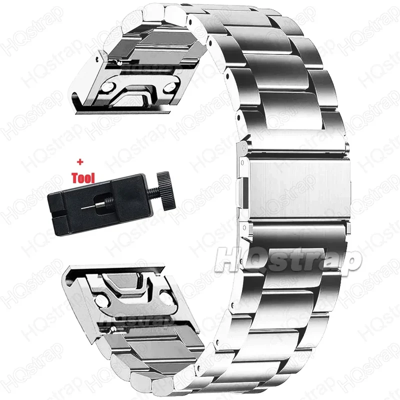 Smartwatch Armband Roestvrij Staal Verstelbaar 20-26mm Metalen Polsband Zilver Zwart Elegante Bandje | Sansoti
