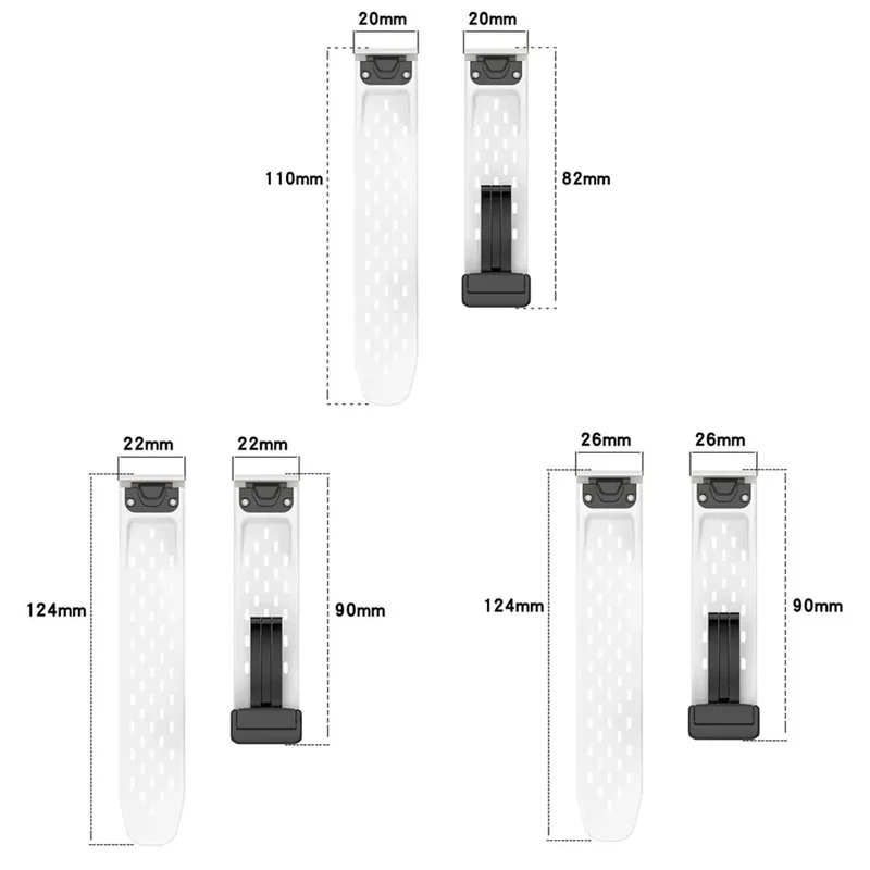 Siliconen Smartwatchband Ademend QuickFit Sport Polsband Vervanging 20mm 22mm 26mm Horloge Accessoire | Sansoti