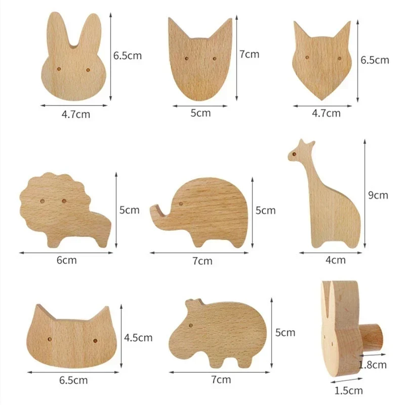 Wandhaken Hout Dieren Zelfklevend Kinderkamer Kapstokhaak Scandinavisch Design Kapstokhaakjes Muur Decoratie | Sansoti