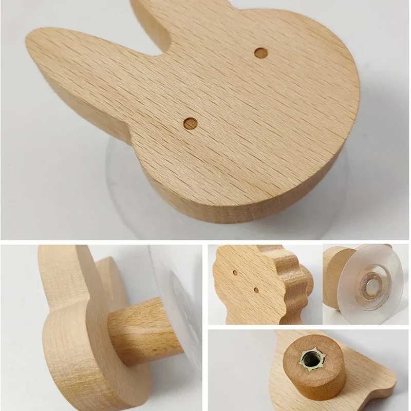 Wandhaken Hout Dieren Zelfklevend Kinderkamer Kapstokhaak Scandinavisch Design Kapstokhaakjes Muur Decoratie | Sansoti