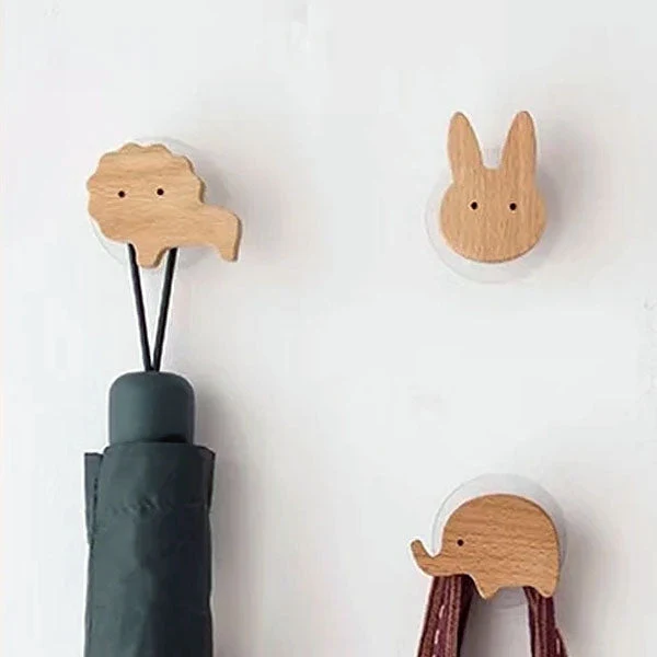 Wandhaken Hout Dieren Zelfklevend Kinderkamer Kapstokhaak Scandinavisch Design Kapstokhaakjes Muur Decoratie | Sansoti