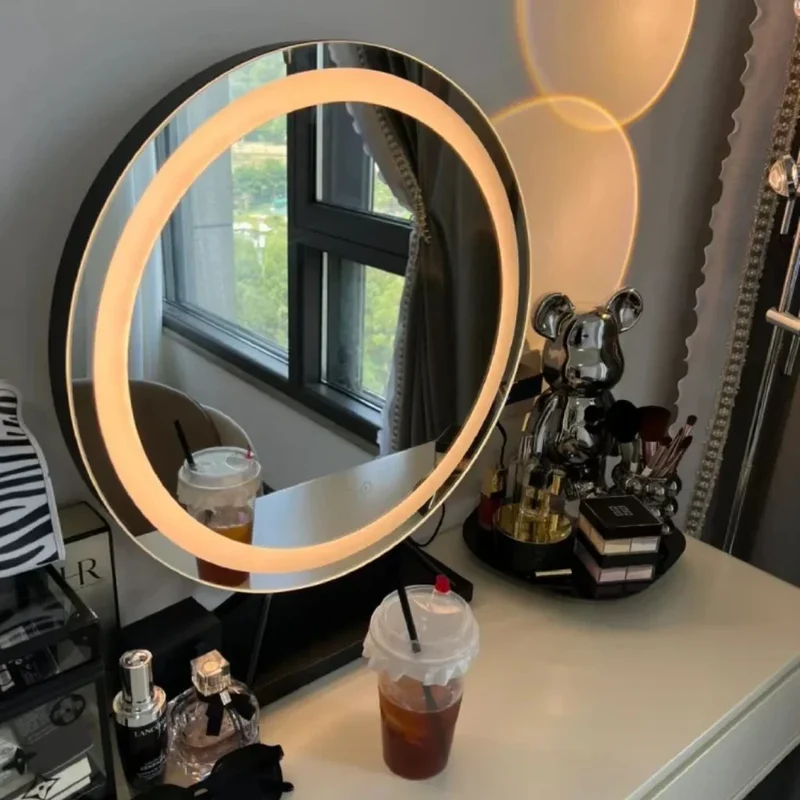 Verlichte Make-upspiegel met LED Dimbaar 15x Vergrotend 30cm Rond 3 Lichtmodi 360° Roteerbaar Tafelmodel | Sansoti