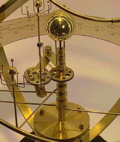 Mechanisch Zonnestelsel Model Messing Halfedelstenen 9 Planeten 28 Manen Eikenhouten Basis Bewegend Decoratief | Sansoti