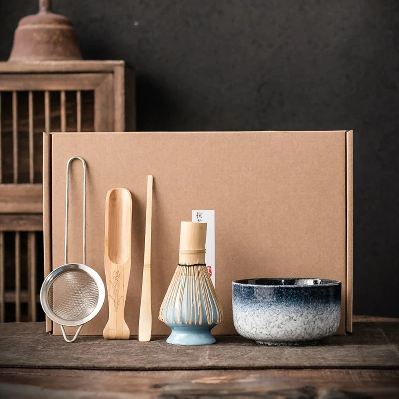 Matcha Theeset Compleet Met Bamboe Klopper Keramische Kom Traditioneel 6 Delig | Sansoti