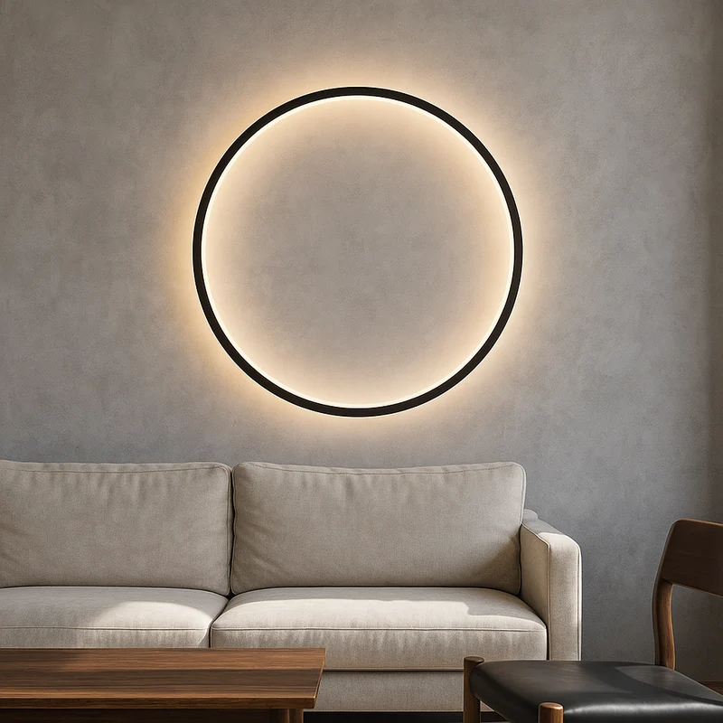 Myka's Ring Wandlamp LED 7W-30W Zwart Wandlamp Interieur Sfeerverlichting Ronde Designlamp Minimalistisch | Sansoti