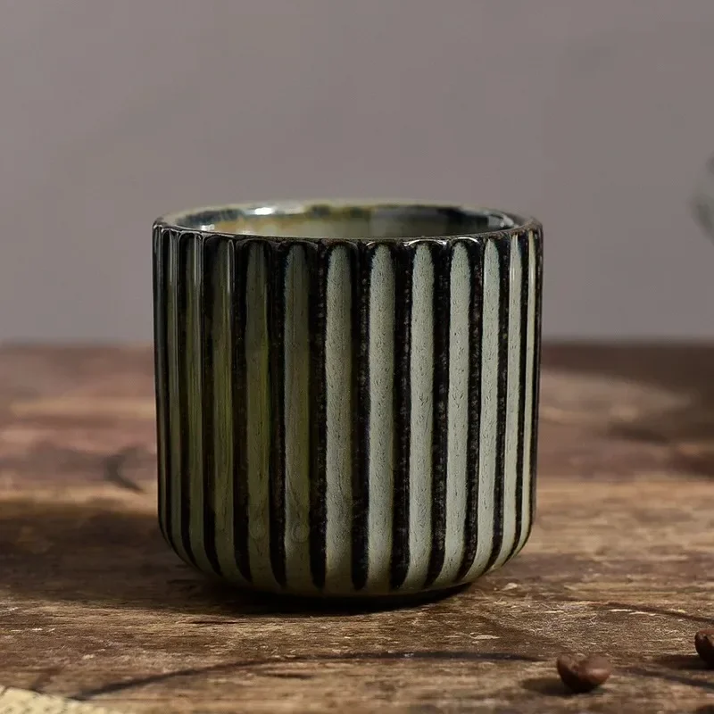 Japandi Theekop Keramiek Gestreept Retro Japanse Stijl Koffiemok Sake Kopje Porseleinen Theekopje Wijnmok Huishouden Middagthee | Sansoti