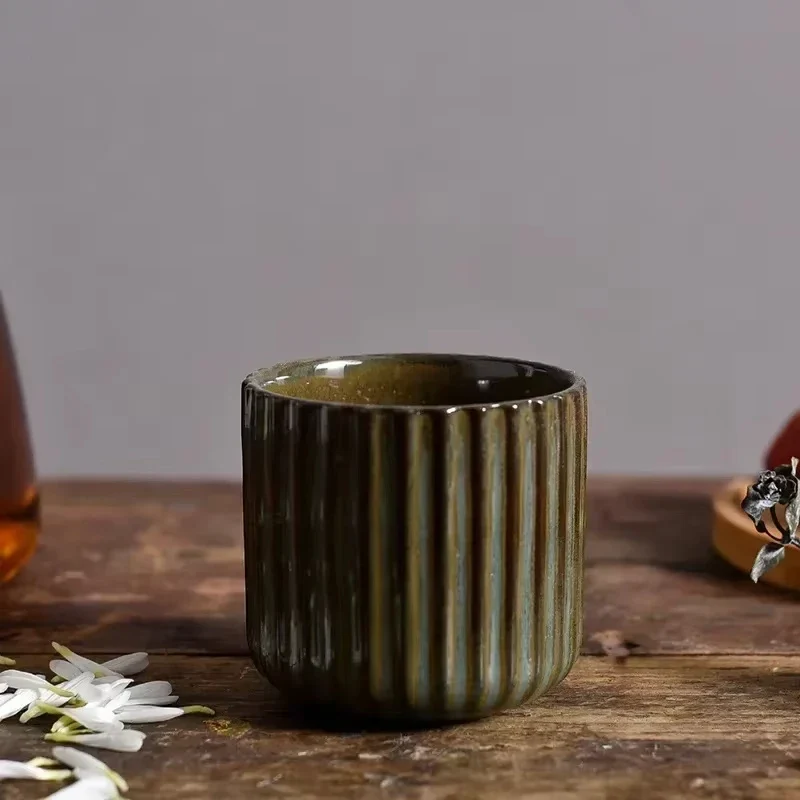 Japandi Theekop Keramiek Gestreept Retro Japanse Stijl Koffiemok Sake Kopje Porseleinen Theekopje Wijnmok Huishouden Middagthee | Sansoti