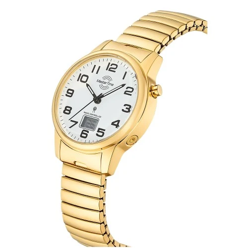 Master Time MTLA-10947-12Z Damen-Funkuhr Goldfarben • Leuchtzeiger & Leuchtziffern • Ewiger Kalender