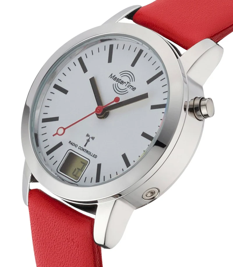 Master Time Daily MTLA-10918-11L Damen Armbanduhr Rot • Funk-Quarzwerk • Mineralglas